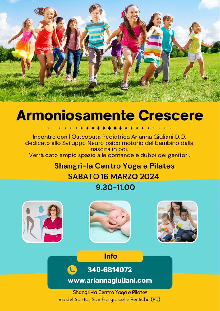 ARMONIOSAMENTE CRESCERE - INCONTRO CON L'OSTEOPATA - SABATO 16 MARZO